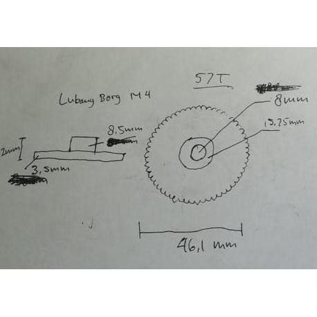 Gear Spur Custom 57T Diameter 46 Tebal 12 Mat. Besi - Roda Gigi Lurus Kualitas Terbaik Harga Termura