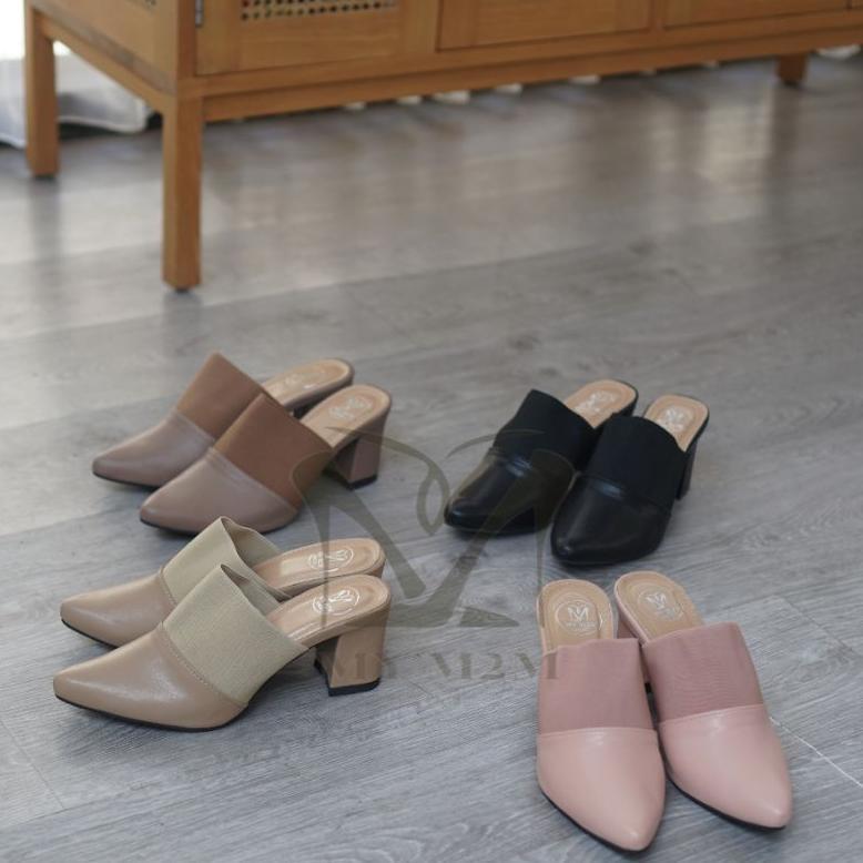 Cisila Sepatu Wanita Selop Mules Heels Hak Tahu 7 Cm