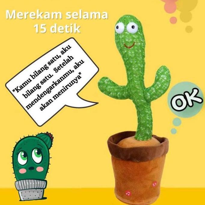 Mainan Boneka Kaktus Bergoyang dan Bicara Bisa Rekam Suara - Boneka Kaktus Cactus Toy Goyang Joget d