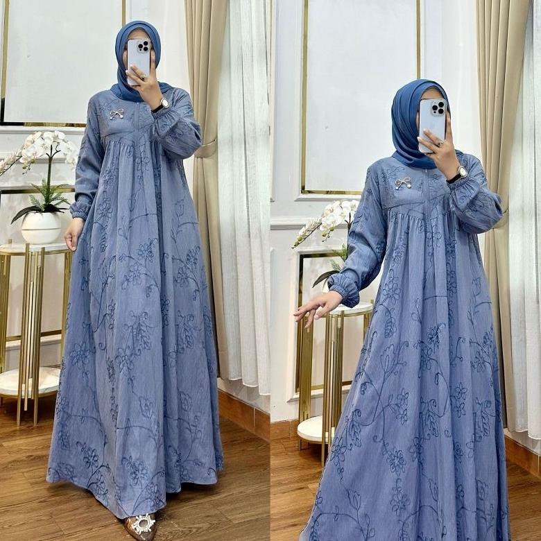 Nura CollectionOfficial - Katpol Zakira - Katun Polo Bordir - Baju Gamis Wanita Model Terbaru Bahan 