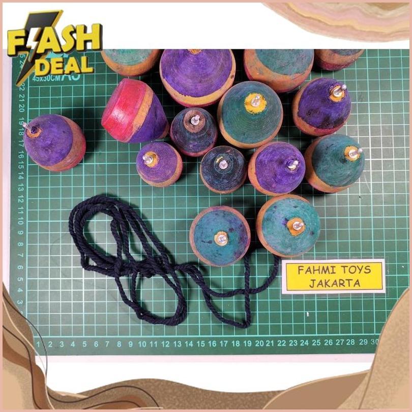 Hanya Hari Ini 20 Pcs Mainan Panggal Kayu Gangsing Kayu Tali