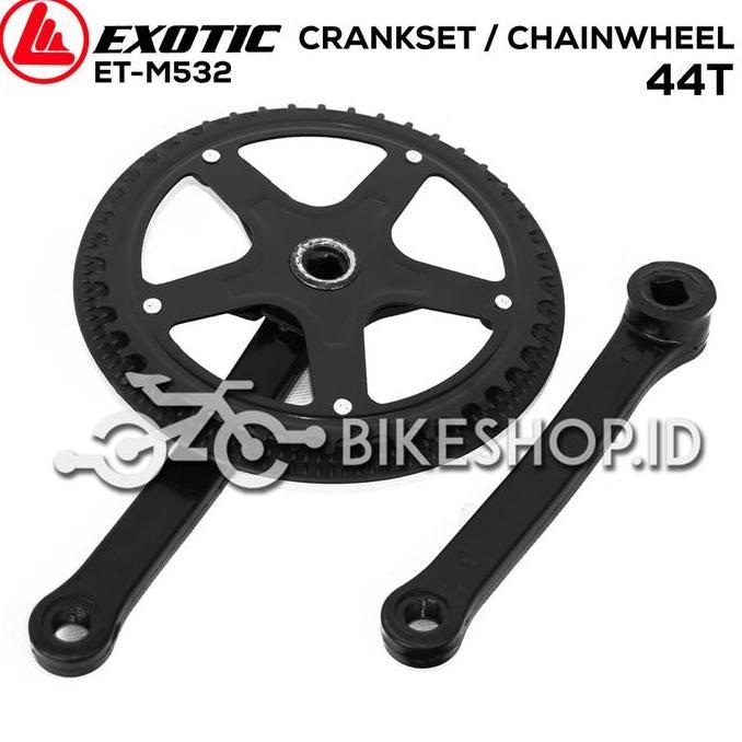 Gir Gear Crank Sepeda 44T Single 1 Susun Lipat Minion MTB Fixie Warna As Kotak Exotic Hitam Biru Mer