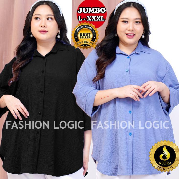 Promo Xtra Kemeja Wanita Korea Style Oversize Atasan Kemeja Baju Blouse Wanita Busui - Atasan Jumbo 