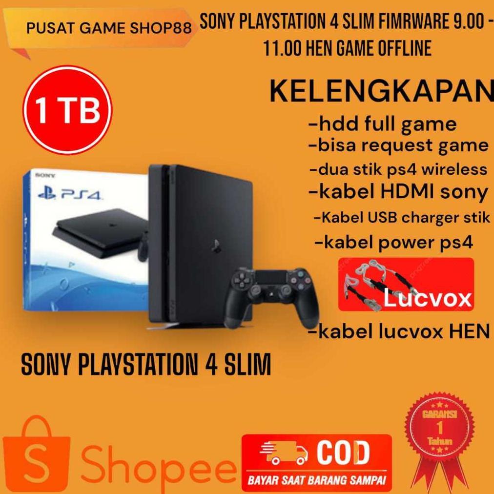 PLAYSTATION / PS4 SLIM 1 TERA - 500GB HEN FIMRWARE 9.00 - 11.00-12.02(FULL GAME)