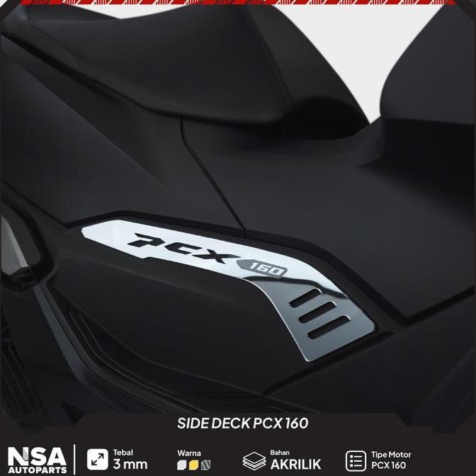 COVER GARNISH SIDE DECK PAD PCX 160 GARNISH BODY SAMPING PCX 160 SIDE DECK PAD GOLD DAN SILVER AKSES