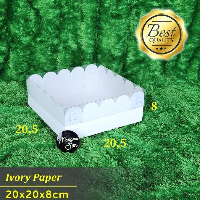 BOX MIKA PUTIH - DUS BOLU - KOTAK BROWNIES - KARDUS 20x20x8