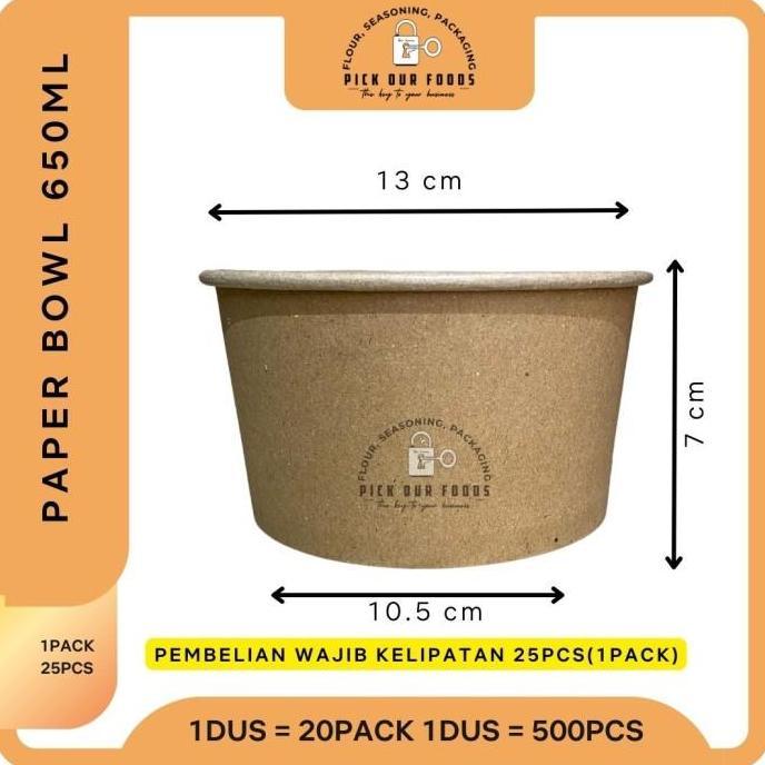Paper Bowl Craft 800ml | Paper Bowl 800 ml COKLAT | Rice Bowl Craft 800ml Kraft TERMURAH