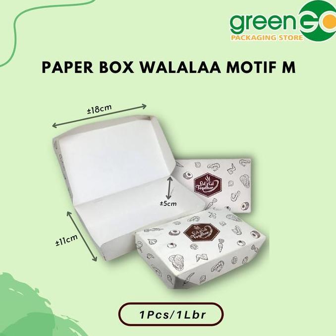 PAPER BOX WALALAA MOTIF SIZE M 18CM SATUAN ECER PAPER LUNCH BOX GAMBAR