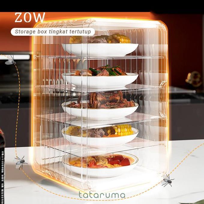 ZOW - Food Storage Tertutup Tempat Sayuran Lauk Tingkat Susun Bebas Debu Hemat Tempat