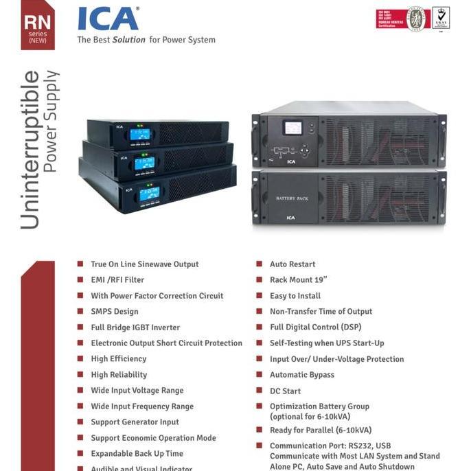ICA UPS Rackmount RN6100C 6000VA - UPS Online SINE WAVE Paling Murah