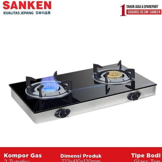 Sanken Sg363 Kompor Gas 2 Tungku Kaca Kompor Dua Tungku