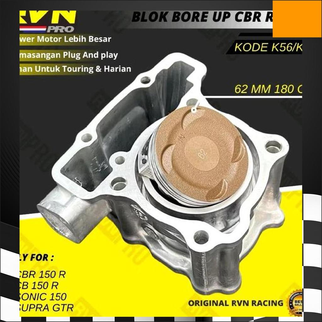 Blok Seher Bore Up Racing Boreup  K56 Cbr 150R New Sonic 150 R Cb 150R New Supra Gtr 150 62 Mm 63Mm 