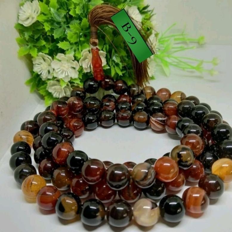 TASBIH BATU AKIK SULAIMAN MADU 12 MM 99 BUTIR