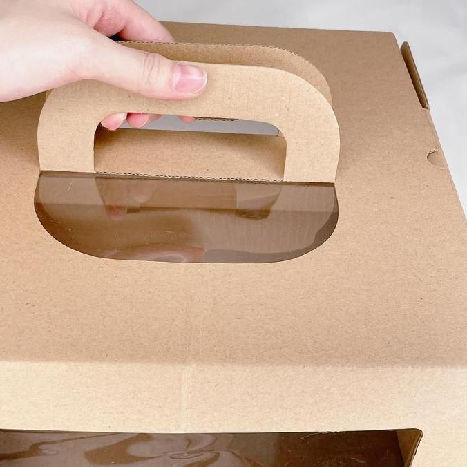 Kotak Kue mika handle cake box mika pegangan 20.5x20.5x15cm (grosir)