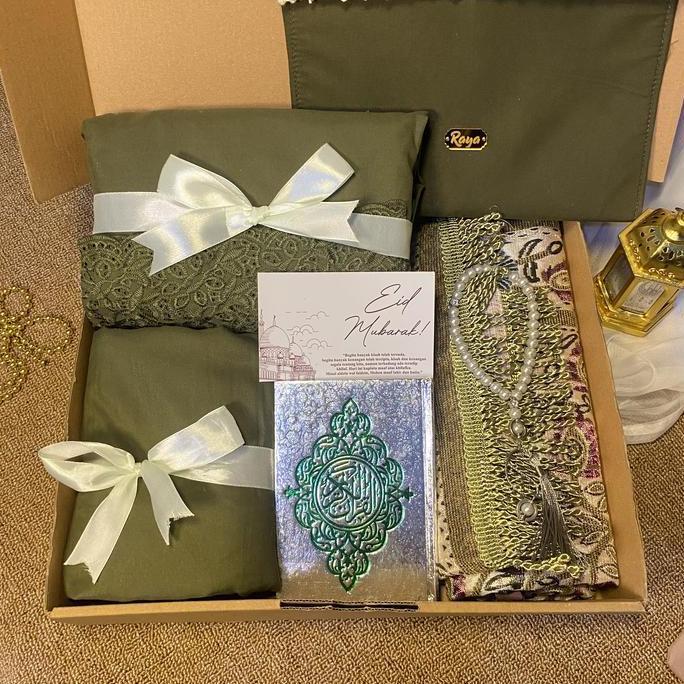 Paket Lengkap B / Hampers Mukena Sajadah Tasbih Quran Seserahan 1 Set Gift Box Hadiah kado cewe Ulan
