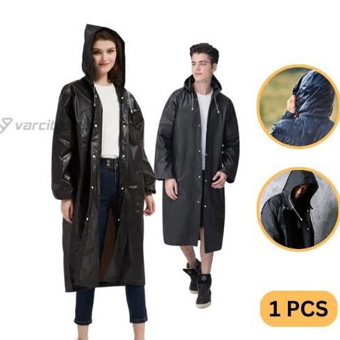 Jas Hujan Jubah Rok Poncho Dewasa Ringan Lentur Dengan Topi Jas Hujan Ev4