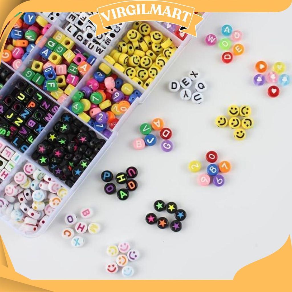 Manik Manik Letter Beads 25Gr / Bentuk Kotak Balok Love Bulat / Warna Hitam Silver Gold Rainbow Mera