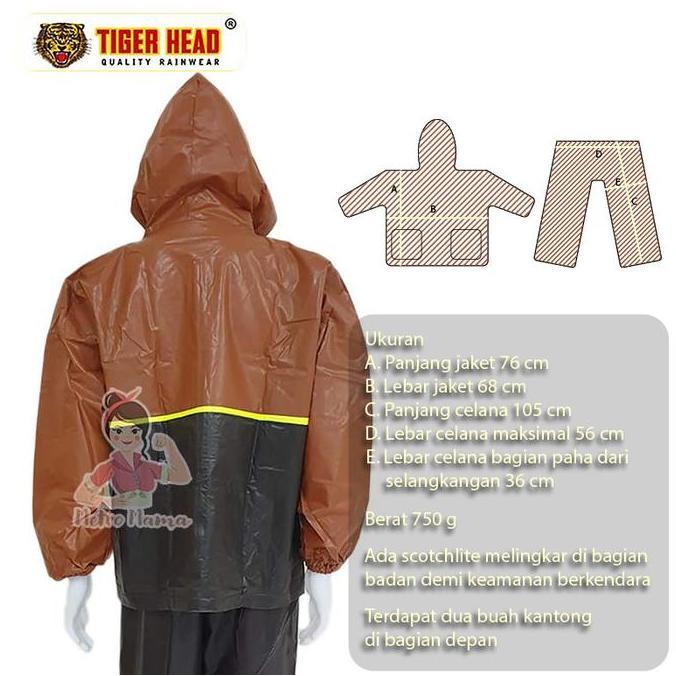 Jas hujan TIGER HEAD 68208 ORIGINAL Ada Kantong Jaket Celana