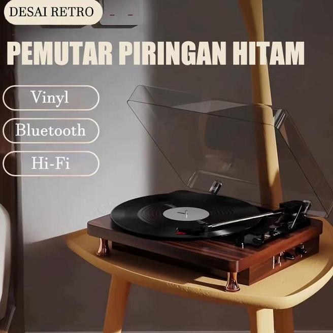 Pemutar Piringan Hitam Vinyl Player Turntable Vinyl Record Player Multifungsi Speaker Bluetooth