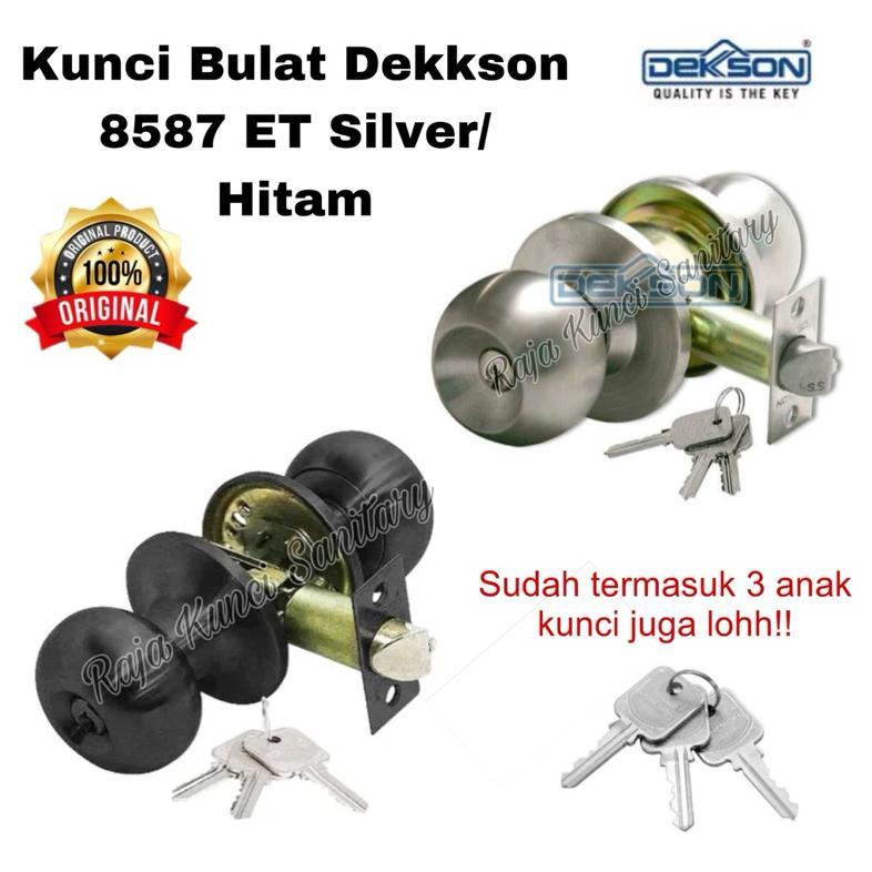 Kunci Bulat Dekson KCBL 8587 ET/Kunci Dekson/Kamar Tidur/Pintu PVC/ Silver/ Hitam