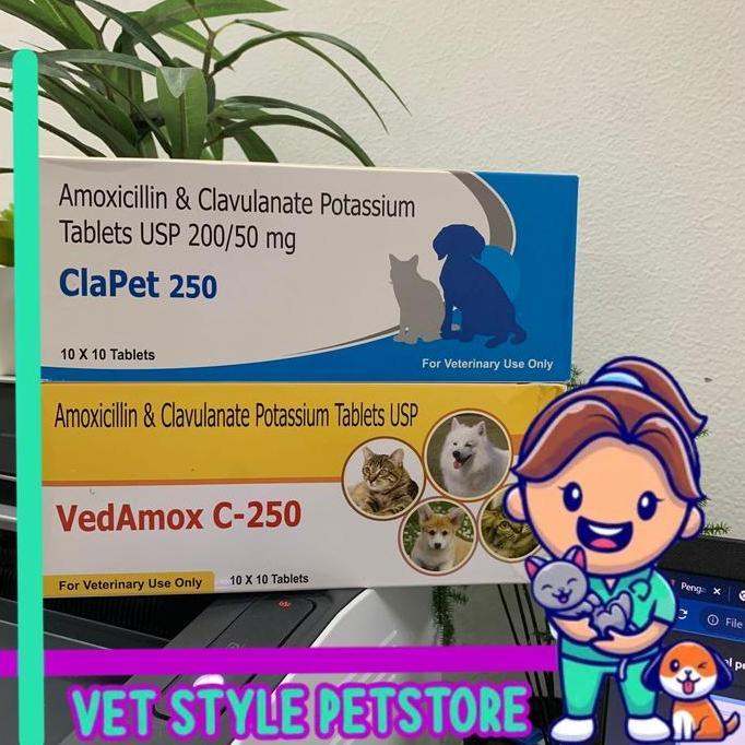 Antibiotik Hewan Anjing Kucing Mirip Clavamox 250Mg Per Strip
