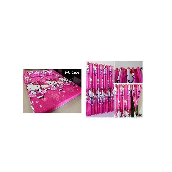 Set Gorden Sprei Hello Kitty pink