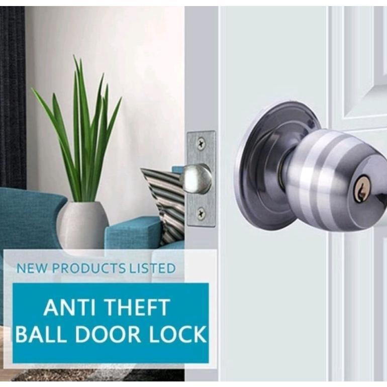 Kunci Bulat Kamar Mandi stainless - Kunci pintu gagang bulat WC toilet - Pintu Bulat Kamar Tidur