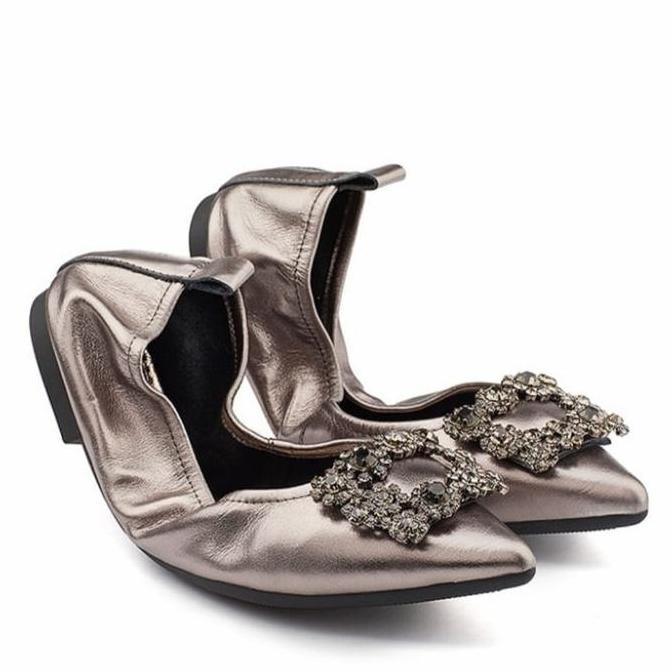 Pazzion Crystal Buckle Foldable Flats Original Authentic