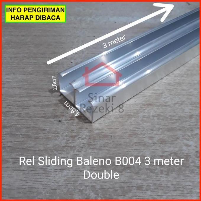 BEBAS ONGKIR - Rel Sliding B004 DOUBLE 3 METER / Aluminium Pintu Lemari Gantung Geser