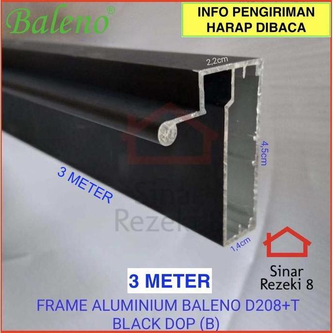TERMURAH - FRAME Aluminium HITAM Handle Kaca Pintu Lemari Kitchen Profil FHD 128