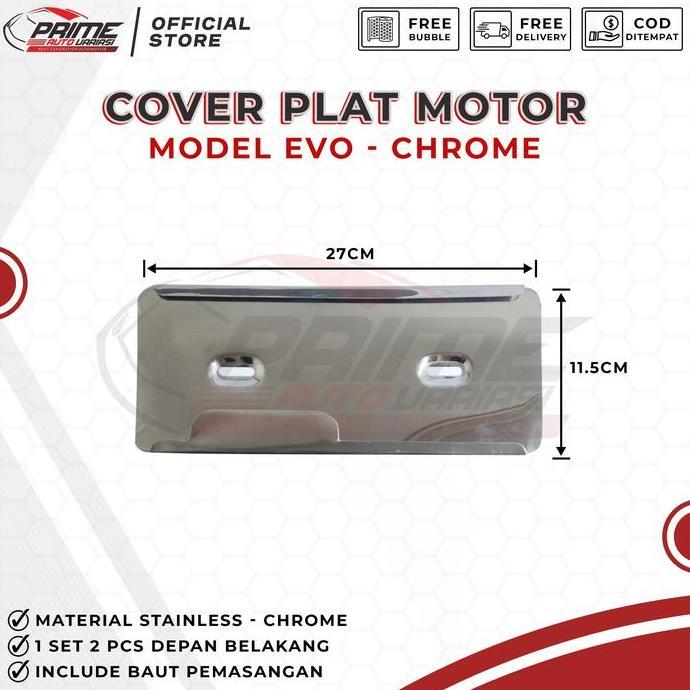 Cover Plat Motor Stainless Dudukan Plat Nomor Motor Slip Evo Stainless - Dudukan Tempat Plat Nomor M