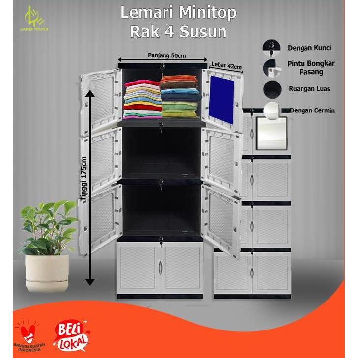 TERLARIS - Lemari Plastik 4 Tingkat / Lemari Pakaian 4 Tingkat Plastik / Lemari Plastik 4 Susun / Le