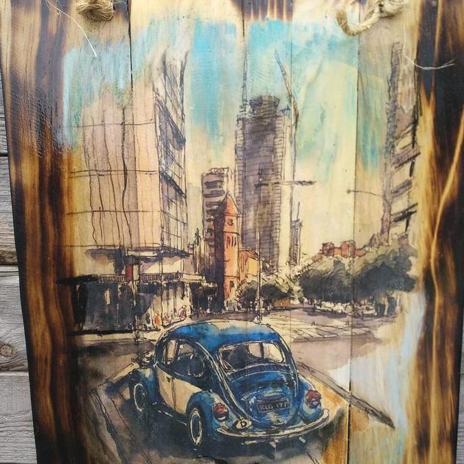 Hiasan Unik Lukisan VW Volkswagen Mobil Pajangan Kafe Resto Garasi