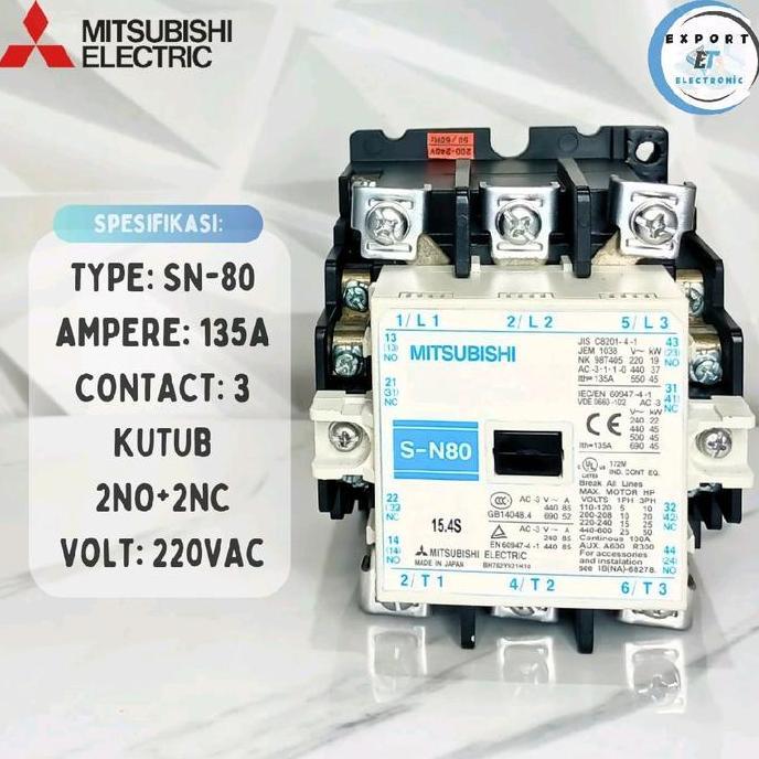 Kontaktor mitsubishi SN-80 135amper 220v kontaktor mitsubishi sn 80