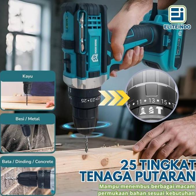 G11B2 | Set Mesin Bor 2 Baterai 50PCS IN 1 Toolkit Lengkap Perkakas Cordless Dill Impact Alat Listri