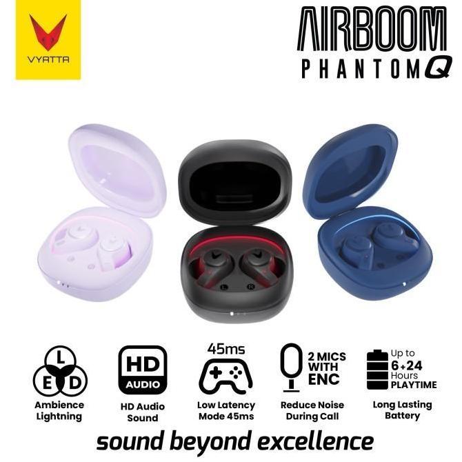 VYATTA AIRBOOM PHANTOM Q TWS BLUETOOTH HEADSET EARPHONE GAMING FS