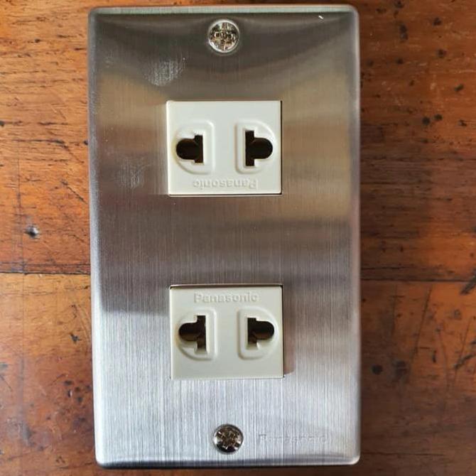 Stopkontak Stainless Panasonic Besi Stop Kontak Seri Ganda Stainles  Sale