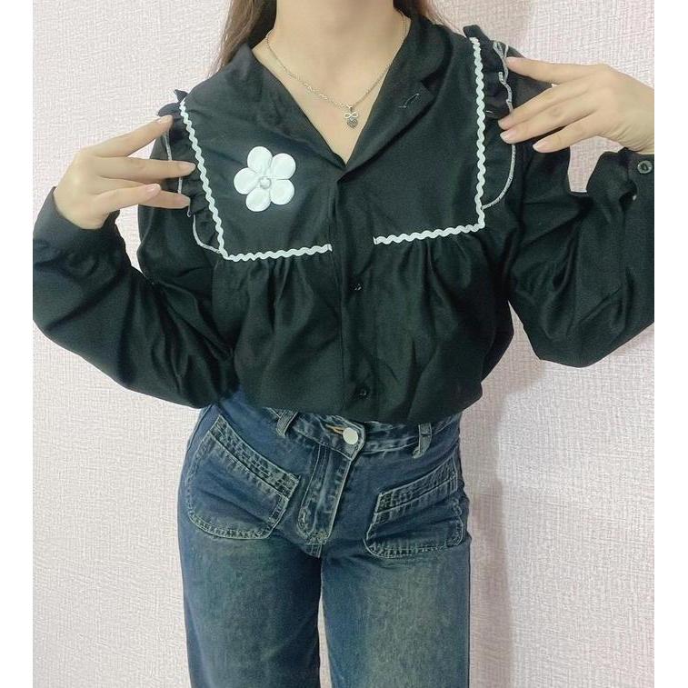 DS292 - INESA KEMEJA BUNGA BLOUSE WANITA LENGAN PANJANG KOREA STYLE BABY DOLL / BLOSE WANITA / HIJAB