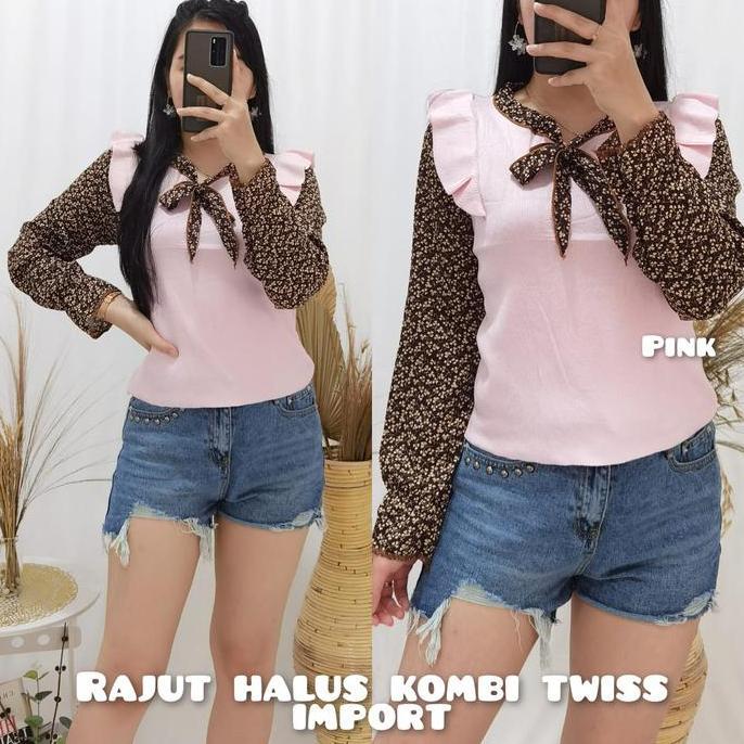 DE168 - GLIVEO - BLUS RAJUT ANGEL FLOWY PITA IMPORT PREMIUM / ATASAN RAJUT WANITA / ATASAN RAJUT LEN