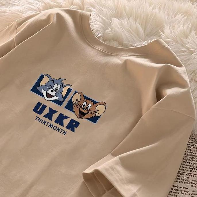 DY140 - seoulprint S814 Khaki Hitam Putih Biru Anime Cartoon Print Pattern Oversize Pria Model Regul