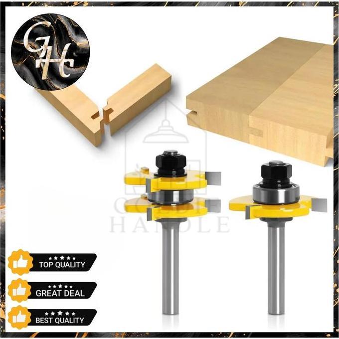 Mata Profil Tongue & Groove Shanks 1/4" Mata Profil Router Sambungan Panel Kayu as 6.35mm