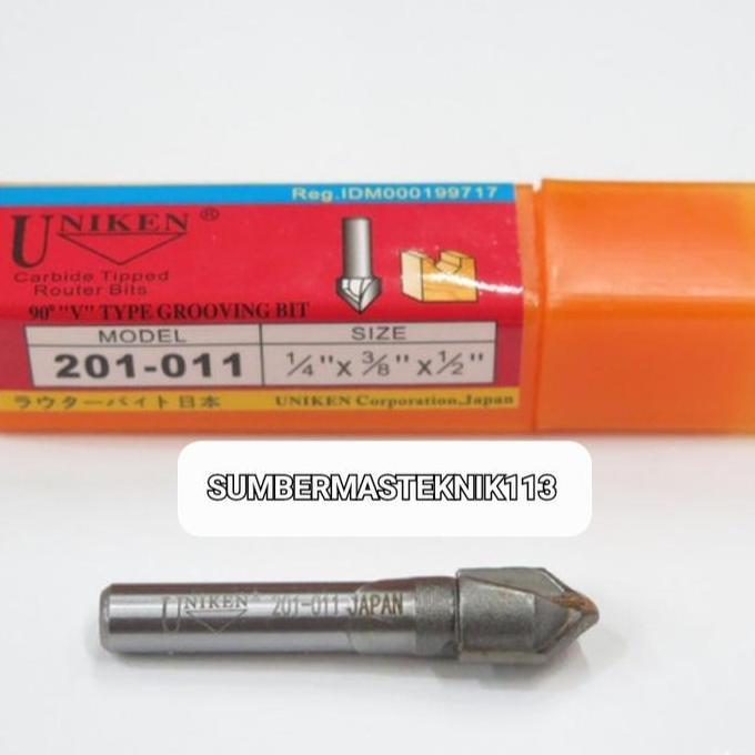 MATA PROFIL ACP MATA ROUTER V GROOVE 10MM 1/4" x 3/8" 201-011 UNIKEN