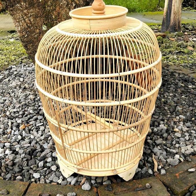 Sangkar Burung Perkutut Sabuk Rotan Jeruji Bambu Ambrukan