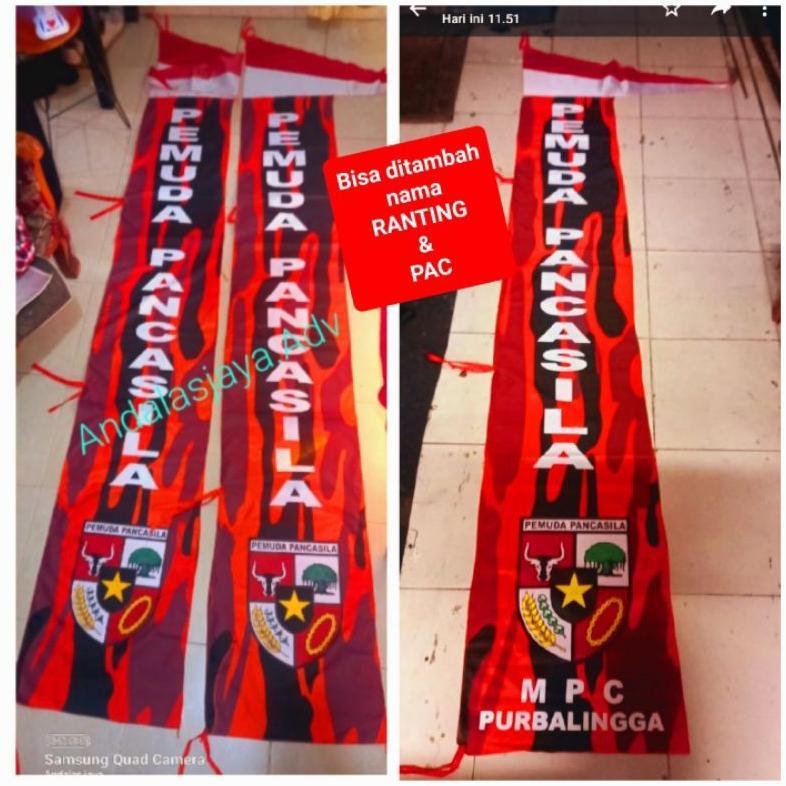 Umbul2 PEMUDA PANCASILA Ukurqn Standar 3mtr X50cm bisa ditambah nama wilayah RANTINNG, PAC. dll