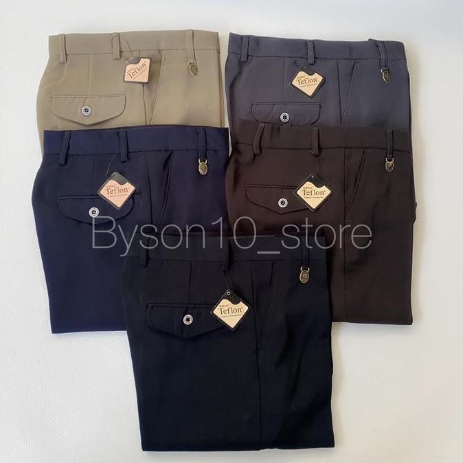 Celana Formal Pria Standar Reguler Fit Bahan Teflon / Twist Celana Kerja Pria Polos Hitam Navy Cokla