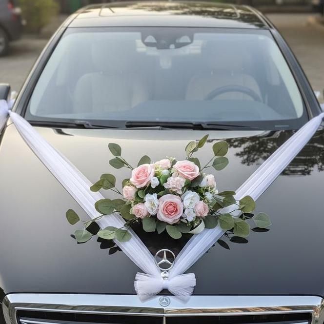 Buket Bunga Mawar Hiasan Mobil Pengantin Bunga Mobil Pengantin Hijau