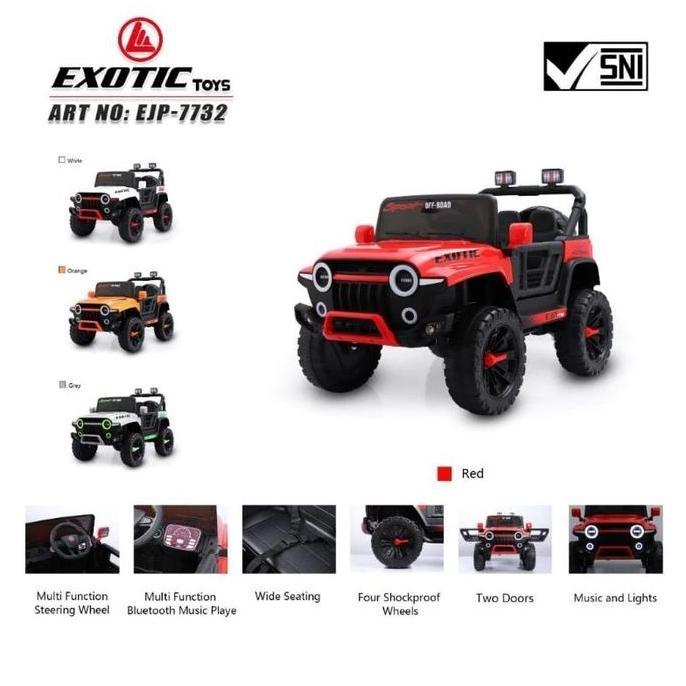 Mainan Mobil Aki anak Jeep Exotic EJP 7732 Remote control besar mobilan cas listrik