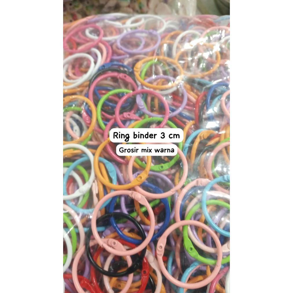 [100 pcs] RING BINDER 30mm bulat gantungan kunci ganci ring o mix warna random grosir