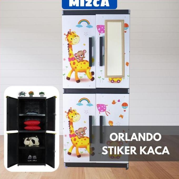 TERMURAH - MIZCA Lemari Pakaian Plastik ORLANDO STANDAR Cermin Lemari Baju Lemari Stiker Karakter Ra