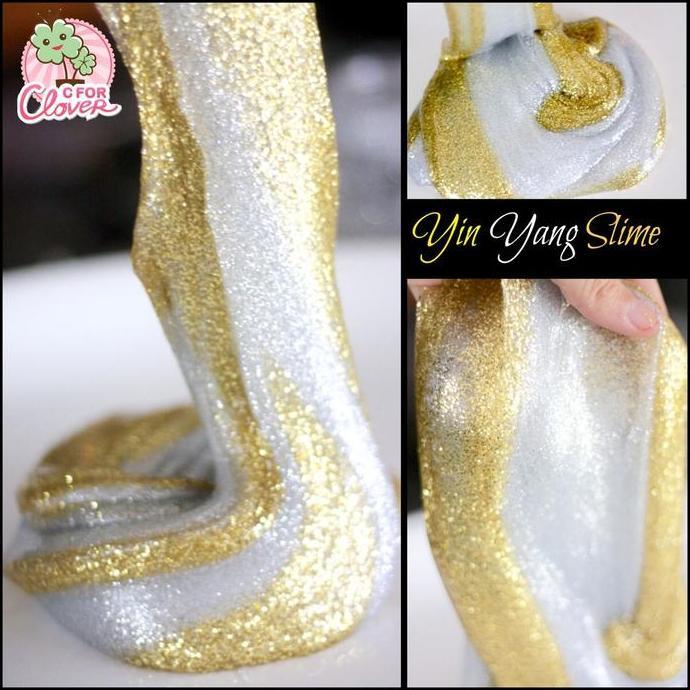 GOLDIE YIN YANG SLIME 200 ML by CFORCLOVER clear metalik glitter jumbo